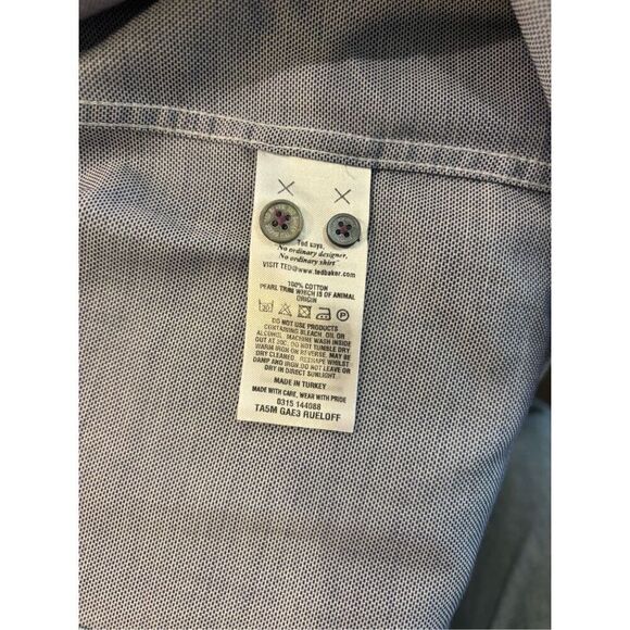 Ted Baker Men's Gray Collared Long Sleeve Cotton Button-Down Shirt Size 5 - Picture 7 of 8